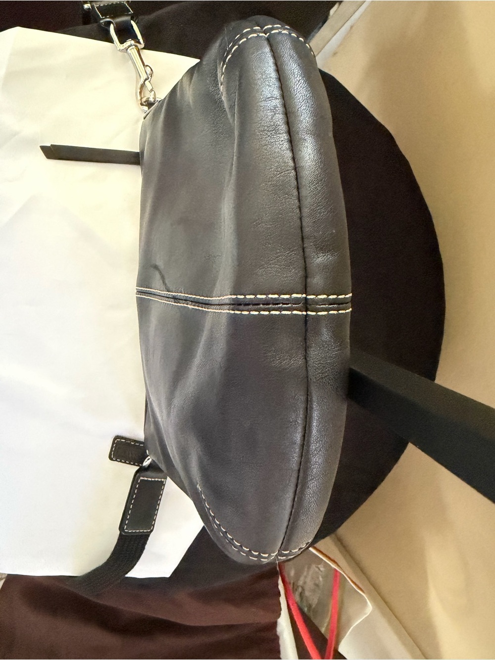 Coach Black Leather Crossbody with White Contrast Stitching - Picture 5 of 5